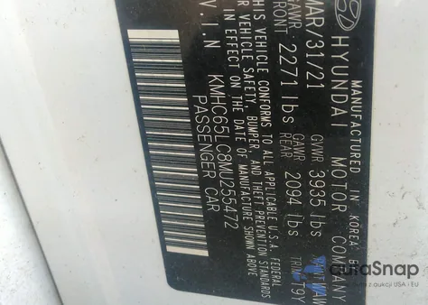 2021 Hyundai Ioniq Hybrid Blue from USA, damaged, VIN KMHC65LC8MU255472